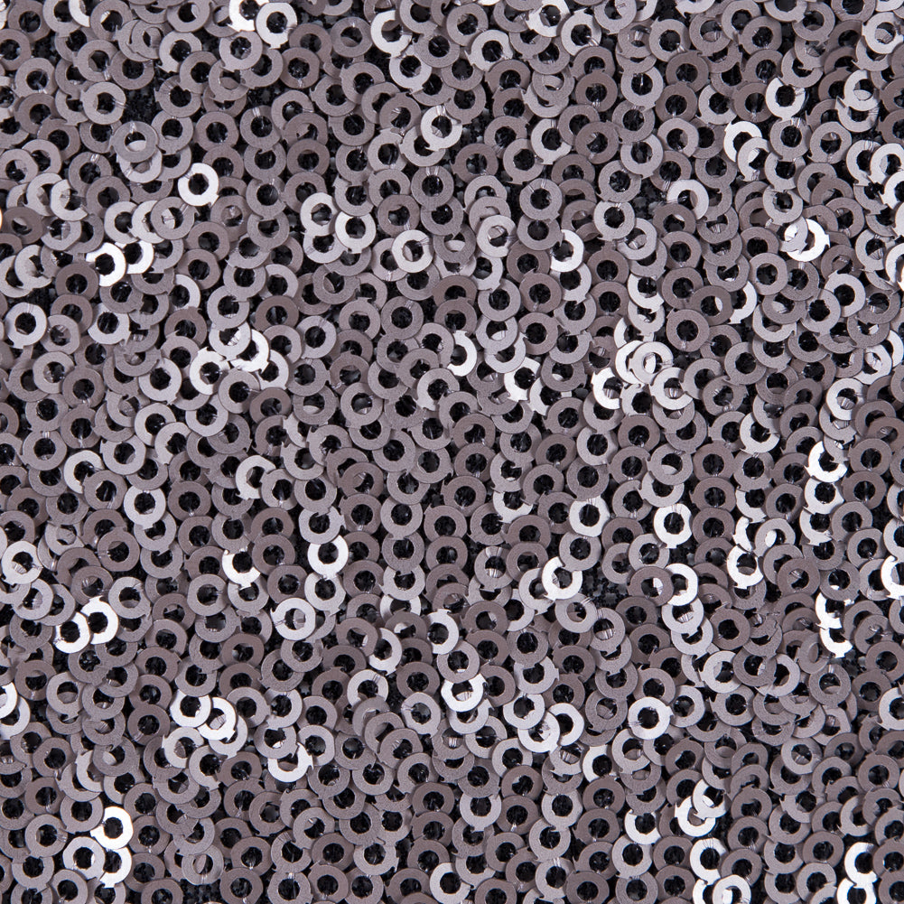 Phillip Lim Silver All Over Sequins on a Black Stretch Mesh Detail Phillip Lim Silver All Over Sequins on a Black Stretch Mesh Detail