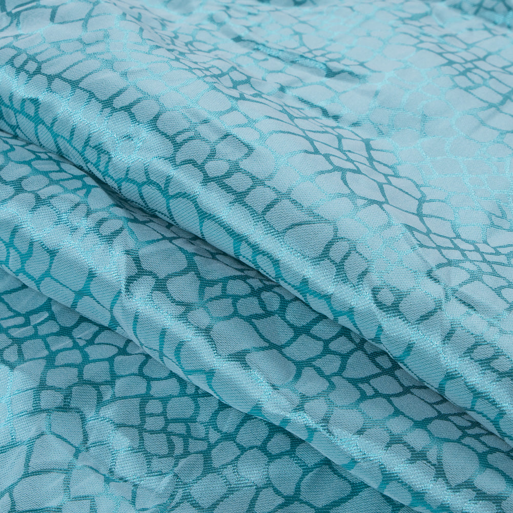Nicole Miller Luminous Blue Turquoise Pattern Medley Stretch Twill Folded Nicole Miller Luminous Blue Turquoise Pattern Medley Stretch Twill Folded