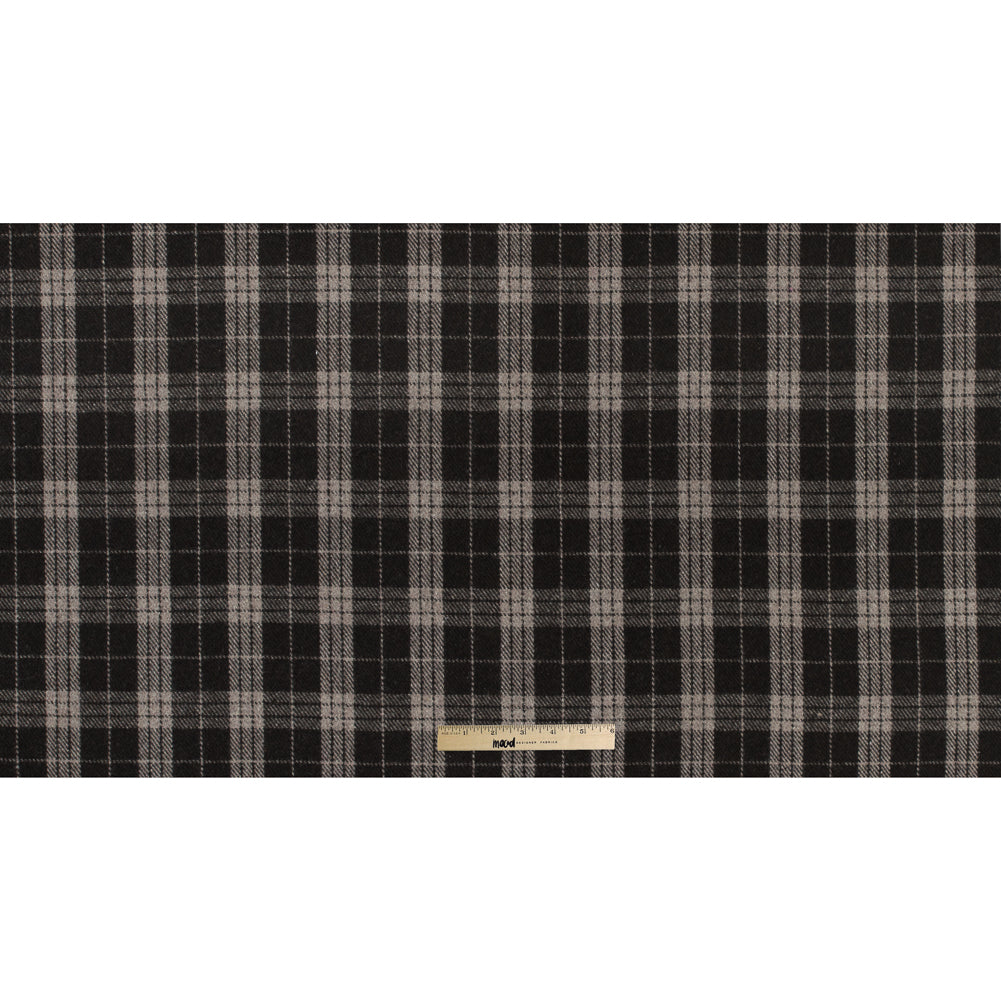 Italian Turkish Coffee Tartan Plaid Blended Wool Fleece Coating - Full Italian Turkish Coffee Tartan Plaid Blended Wool Fleece Coating - Full