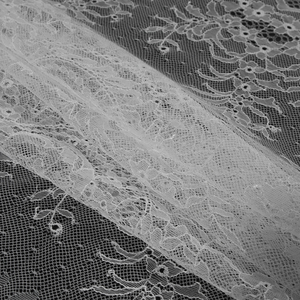 Polyester Lace - Ivory Floral and Paisley Folded Polyester Lace - Ivory Floral and Paisley Folded