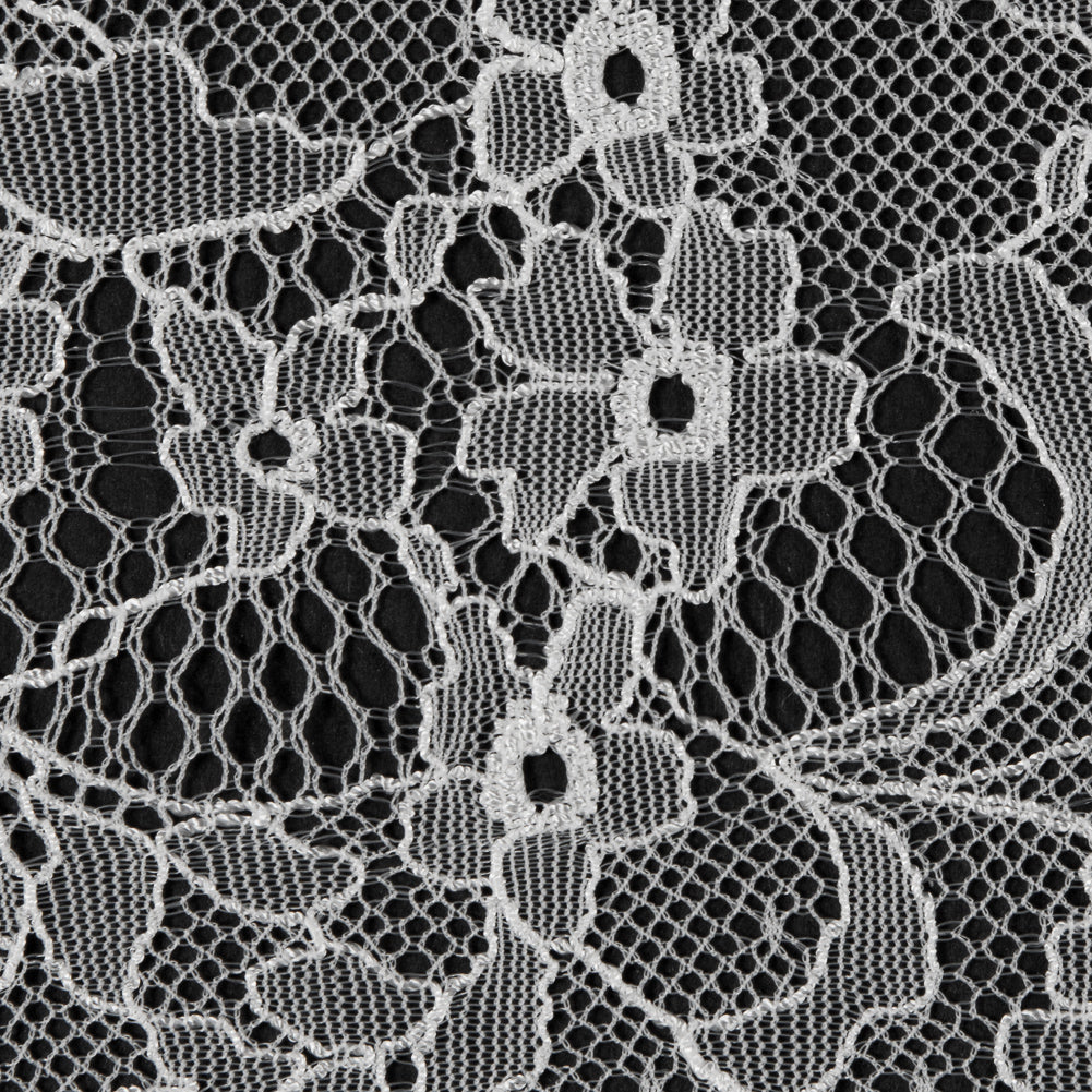 Polyester Lace - Ivory Floral and Paisley Detail Polyester Lace - Ivory Floral and Paisley Detail