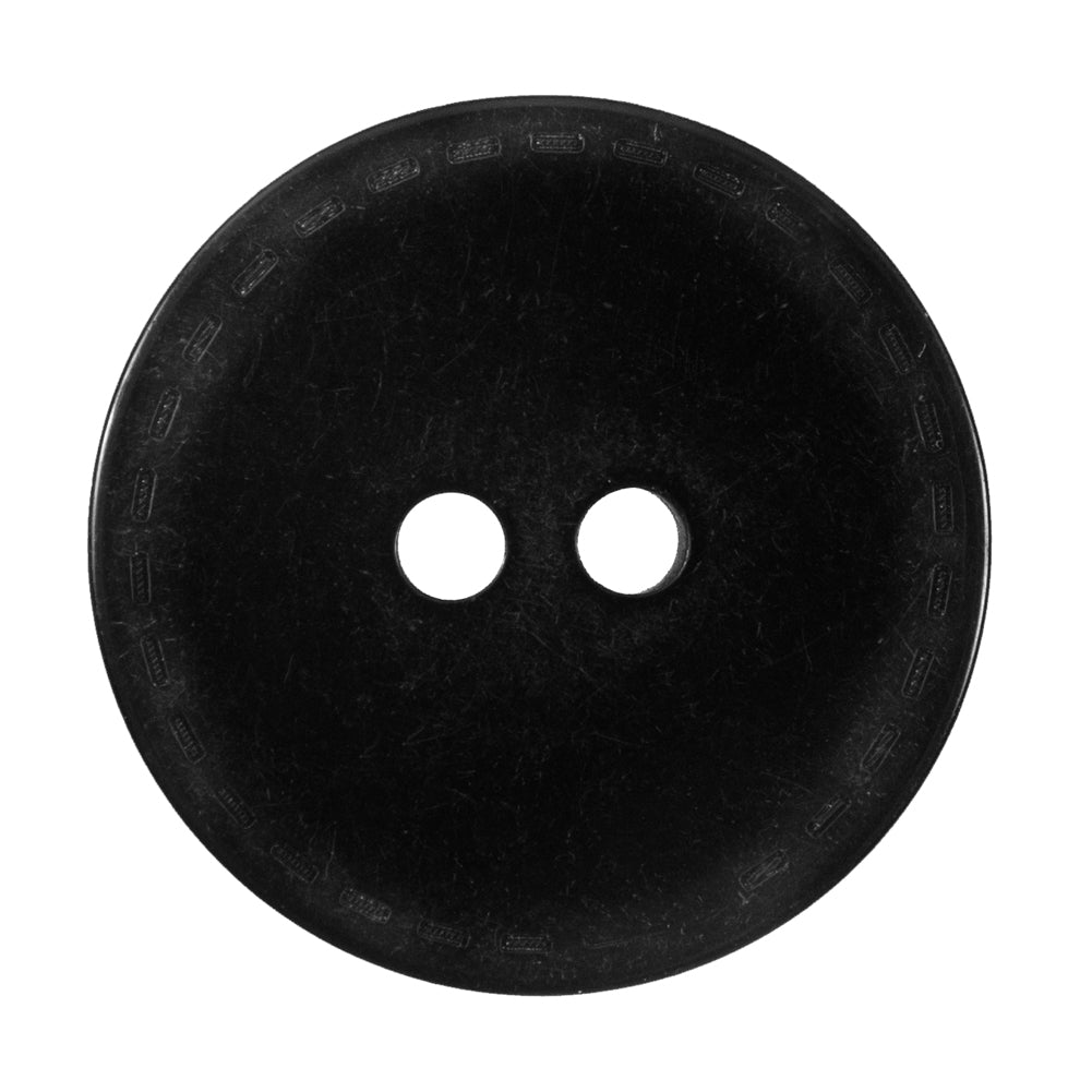 Black Flat Plastic Button with Faux Stitched Border - 48L/30.5mm