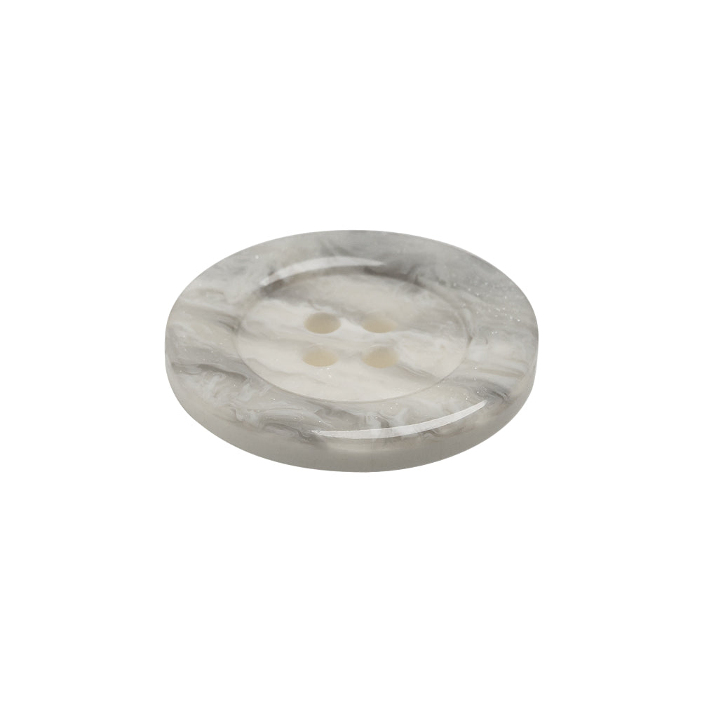 White Marbleized Plastic Button - 36L/23mm - Folded White Marbleized Plastic Button - 36L/23mm - Folded