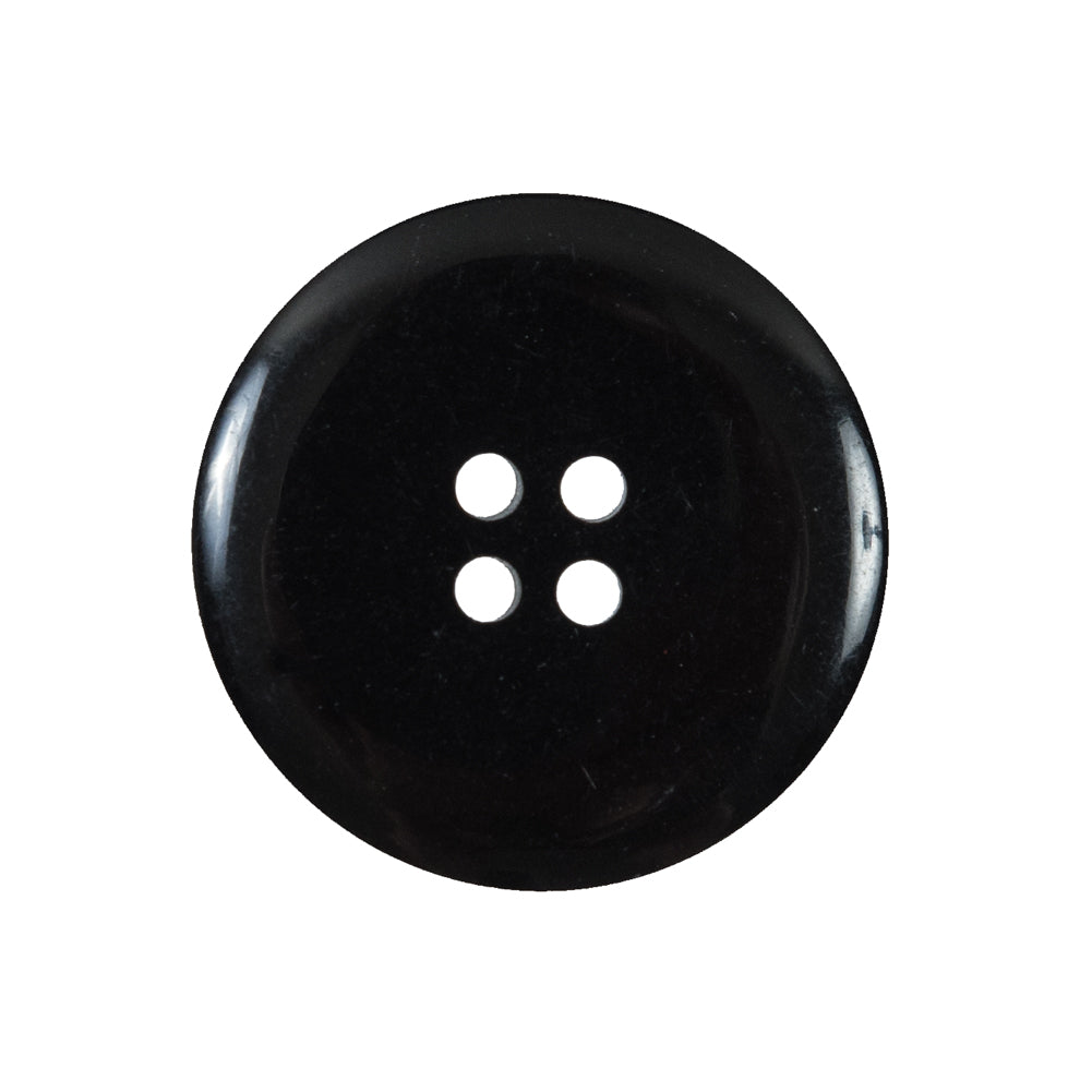 Black 4-Hole Plastic Button with Flat Core and Rounded Rim - 40L/25.5mm Detail Black 4-Hole Plastic Button with Flat Core and Rounded Rim - 40L/25.5mm Detail