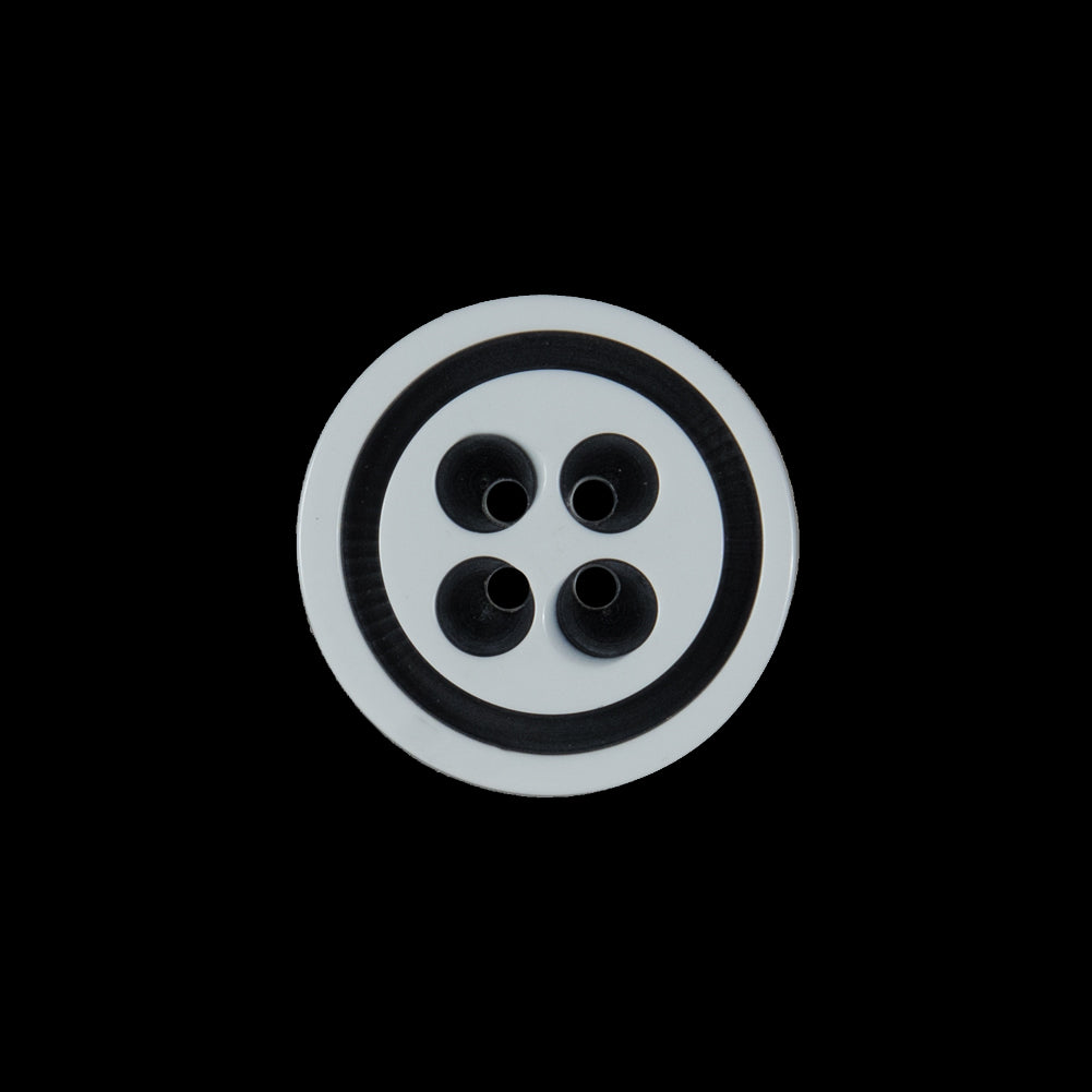 White and Black Plastic 4-Hole Button - 32L/20mm White and Black Plastic 4-Hole Button - 32L/20mm