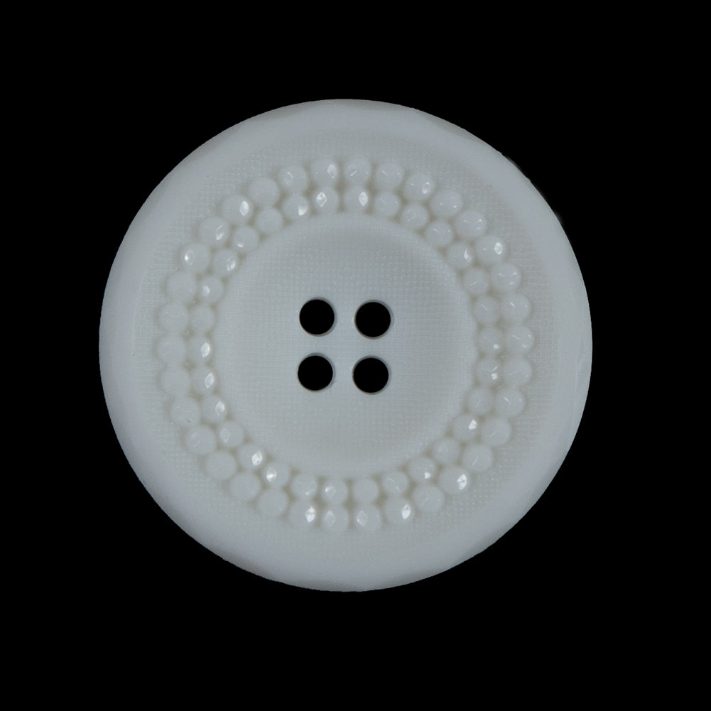 White Strands of Pearls Beveled Textured 4-Hole Button - 44L/28mm White Strands of Pearls Beveled Textured 4-Hole Button - 44L/28mm