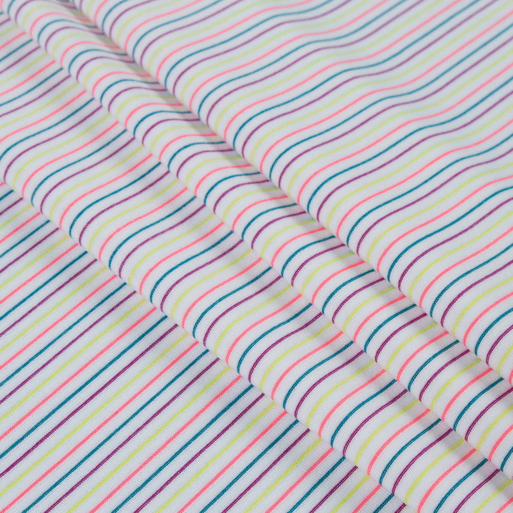 White and Multicolor Striped Wicking Jersey Detail White and Multicolor Striped Wicking Jersey Detail