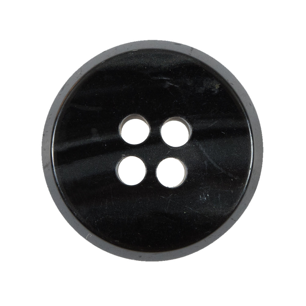 Black Thick 4-Hole Plastic Button - 44L/28mm - Detail Black Thick 4-Hole Plastic Button - 44L/28mm - Detail