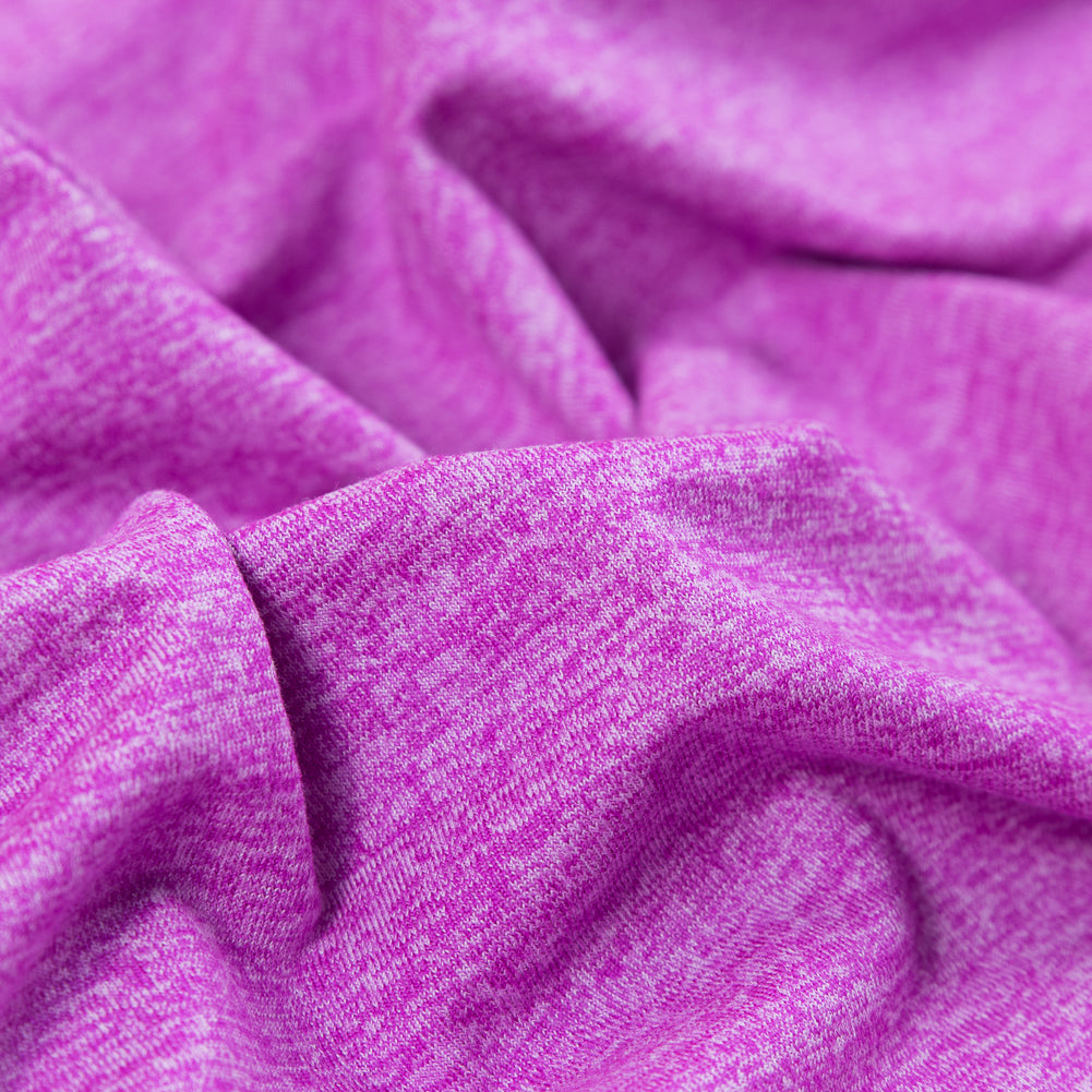Heathered Neon Fuchsia Stretch Polyester Jersey - Detail Heathered Neon Fuchsia Stretch Polyester Jersey - Detail
