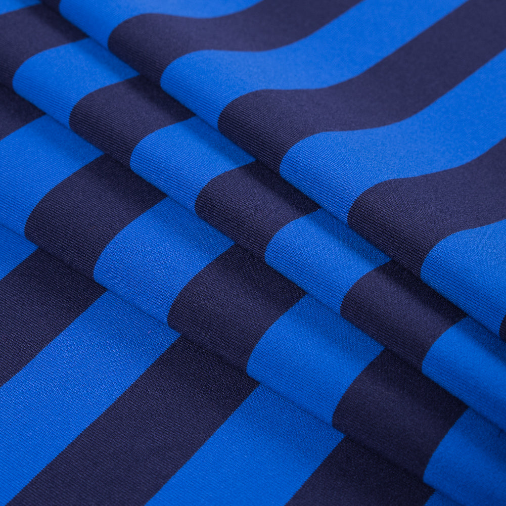 Electric Blue Awning Striped Stretch Eclon Jersey Folded Electric Blue Awning Striped Stretch Eclon Jersey Folded