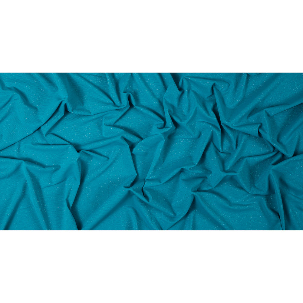 Surf Blue and Metallic Silver Striped Stretch Nylon Jersey Full Surf Blue and Metallic Silver Striped Stretch Nylon Jersey Full