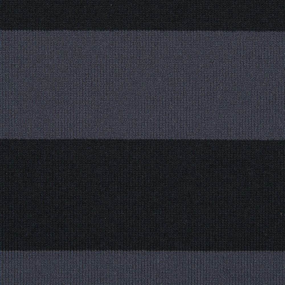 Black and Metal Gray Awning Striped Stretch Eclon Jersey Full Black and Metal Gray Awning Striped Stretch Eclon Jersey Full