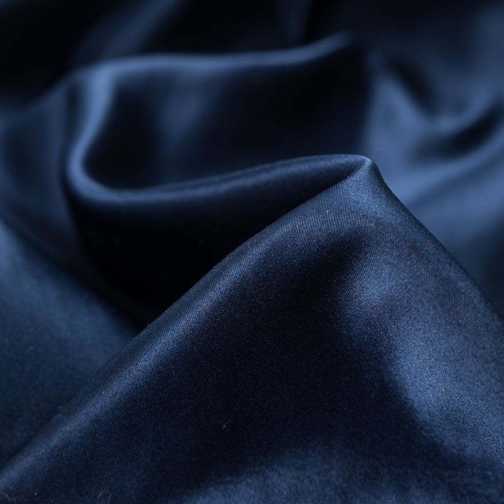 Navy Double Faced Duchesse Satin - Detail Navy Double Faced Duchesse Satin - Detail