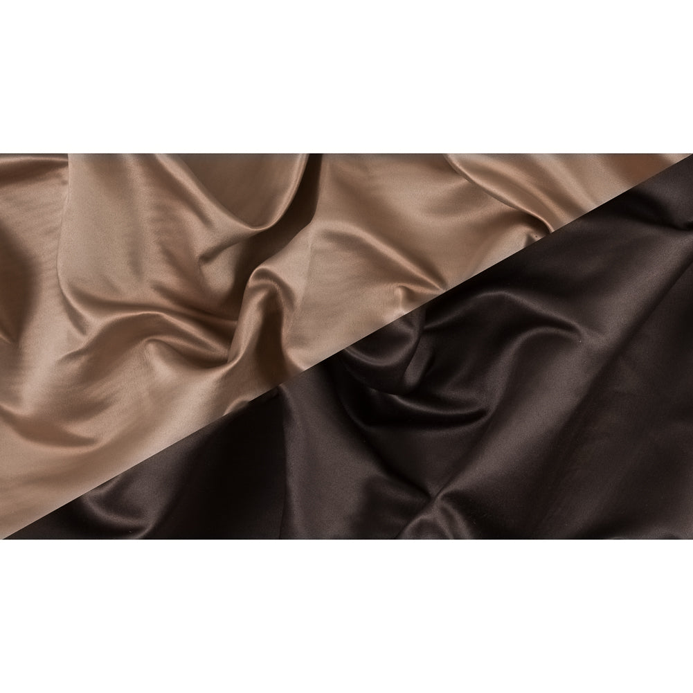 Brown and Tan Two-Tone Double Duchesse Satin - Folded Brown and Tan Two-Tone Double Duchesse Satin - Folded