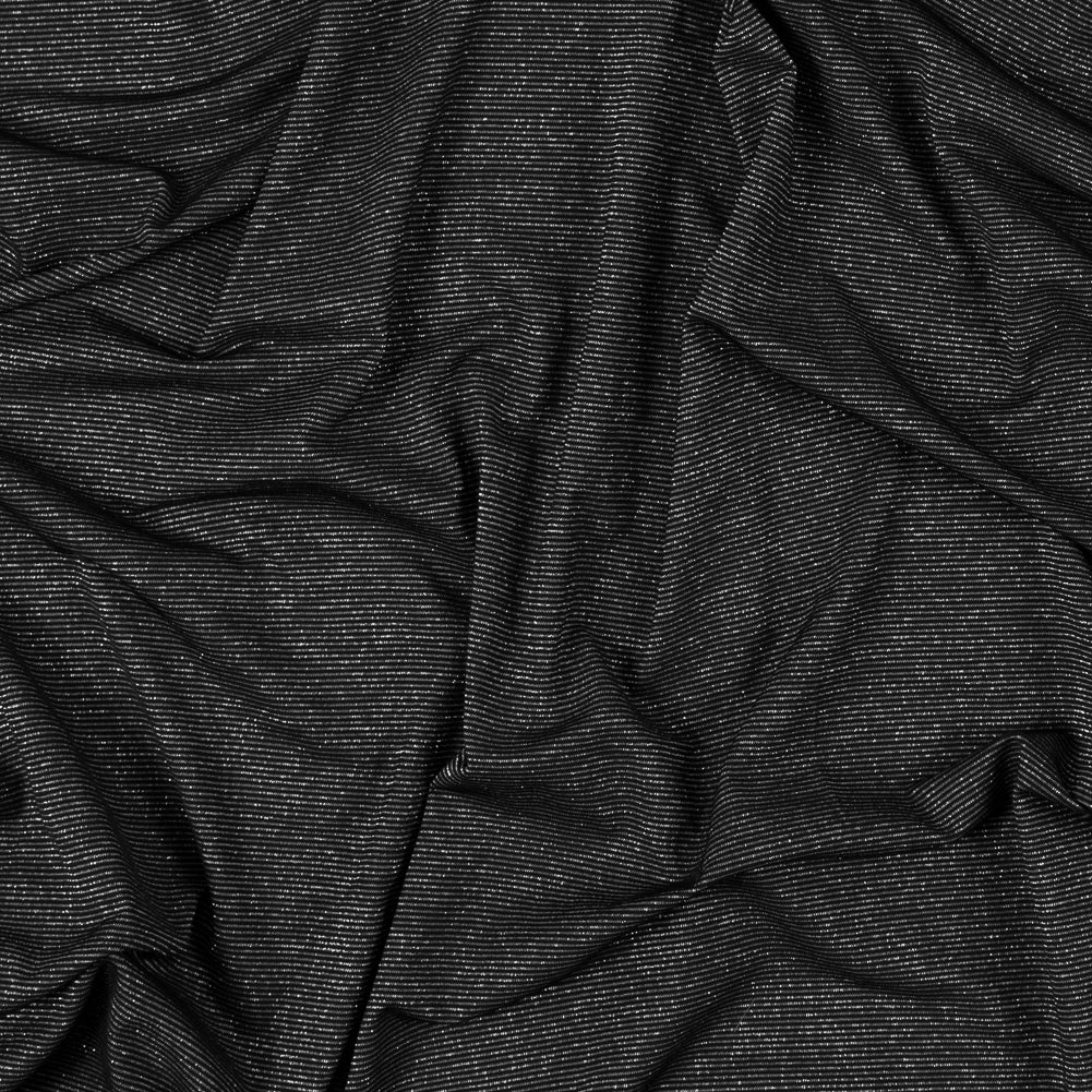 Black and Metallic Silver Striped Stretch Nylon Jersey Black and Metallic Silver Striped Stretch Nylon Jersey