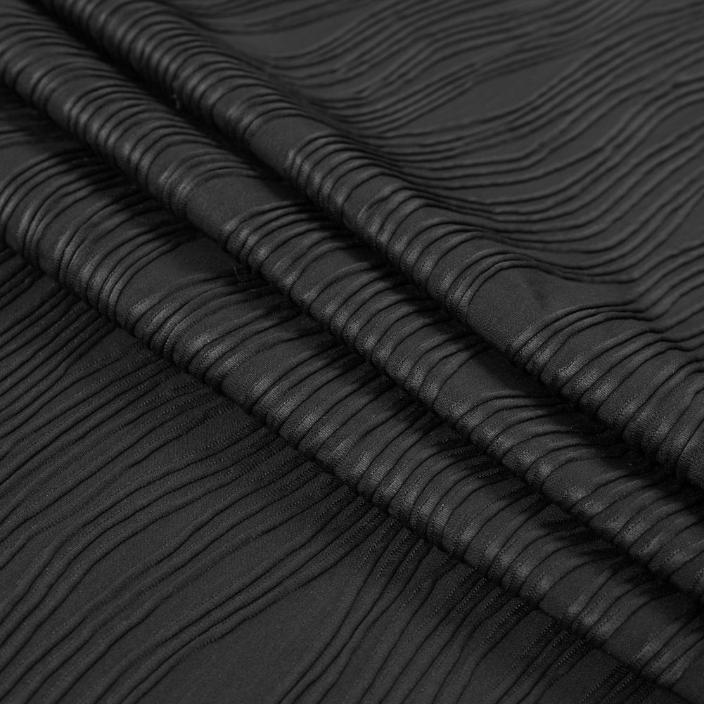 Italian Black Textural Striped Knit - Folded Italian Black Textural Striped Knit - Folded