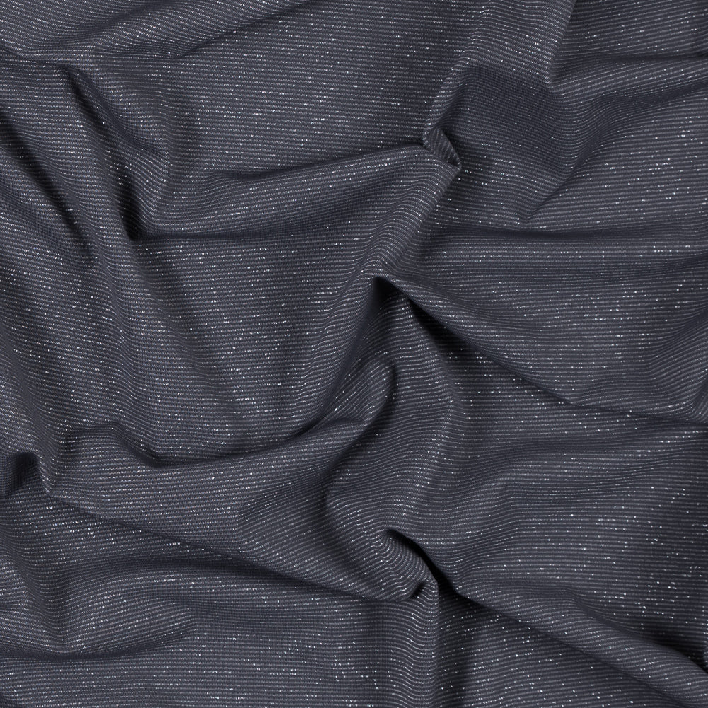 Gray and Metallic Silver Striped Rib Knit