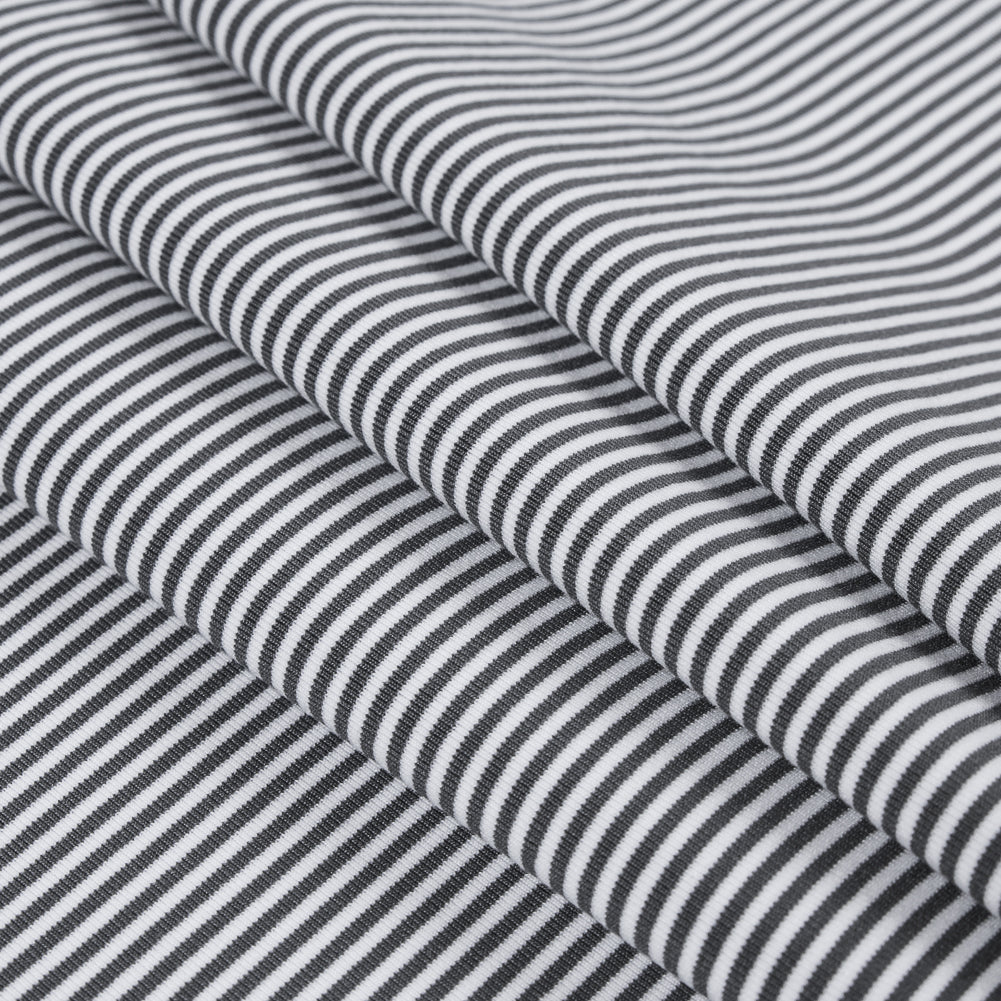 Gray and White Candy Striped Stretch Eclon Jersey - Folded Gray and White Candy Striped Stretch Eclon Jersey - Folded