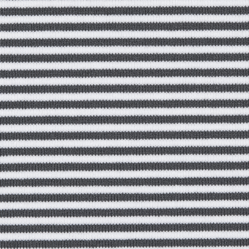 Gray and White Candy Striped Stretch Eclon Jersey - Detail Gray and White Candy Striped Stretch Eclon Jersey - Detail