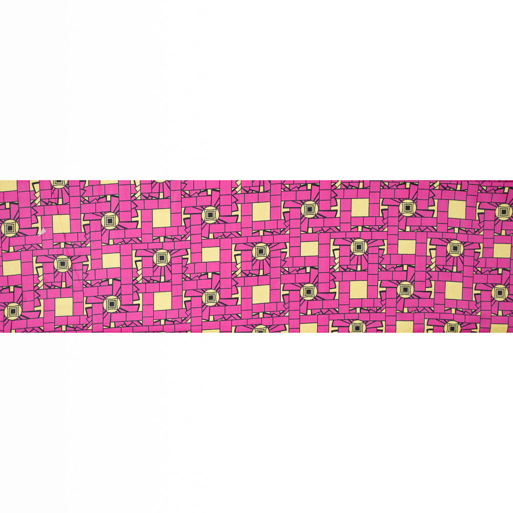 Magenta and Blazing Yellow Geometric Waxed Cotton African Print - Full Magenta and Blazing Yellow Geometric Waxed Cotton African Print - Full