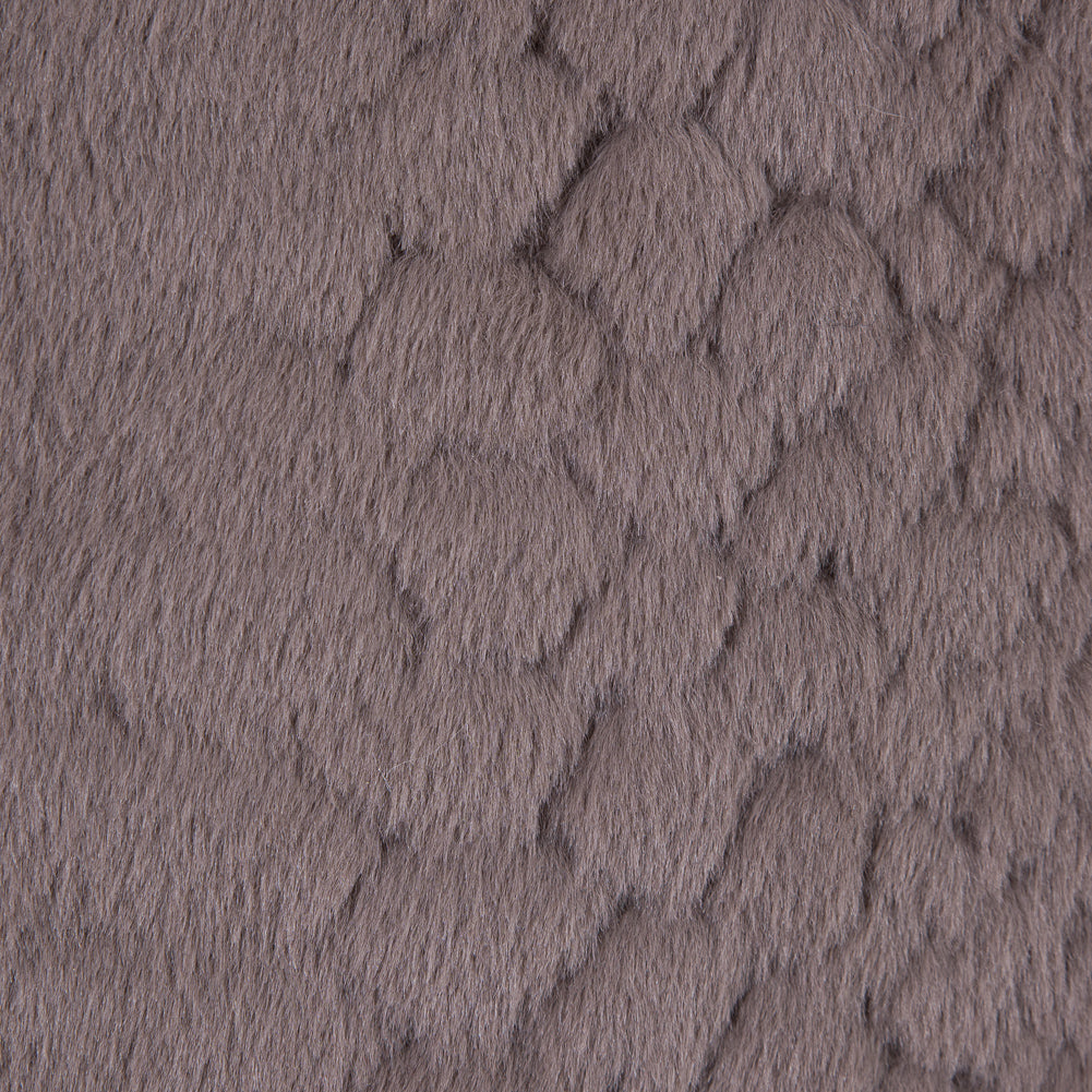 Taupe Silky Embossed Stretch Faux Fur - Full Taupe Silky Embossed Stretch Faux Fur - Full