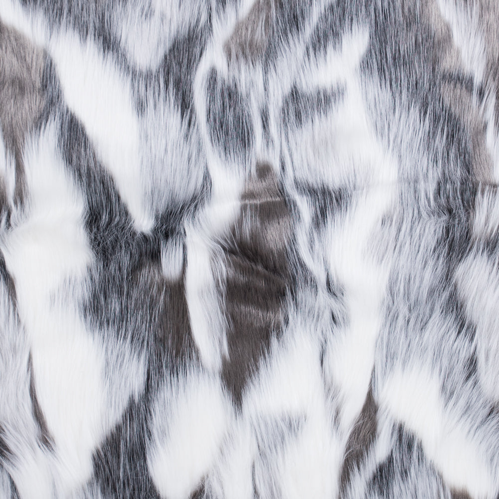 Black and White Faux Forest Fox Fur Black and White Faux Forest Fox Fur