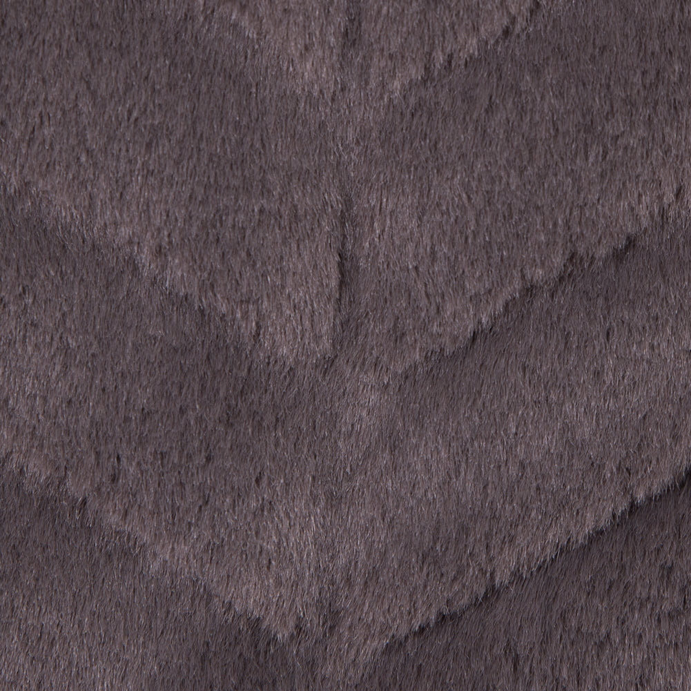 Charcoal Herringbone Grooved Faux Fur - Detail Charcoal Herringbone Grooved Faux Fur - Detail