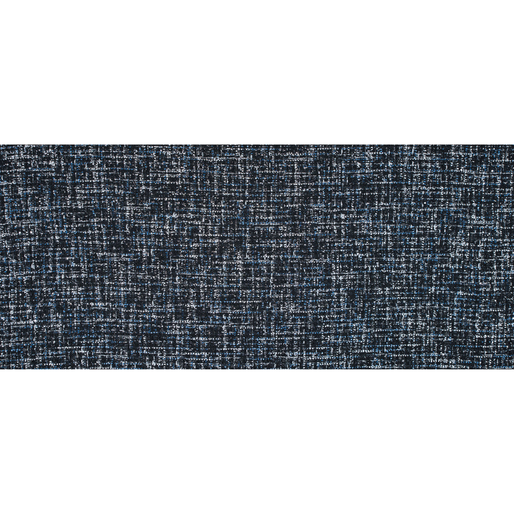 Black and Bright Cobalt Polyester Tweed with Silver Metallic Shimmer Folded Black and Bright Cobalt Polyester Tweed with Silver Metallic Shimmer Folded