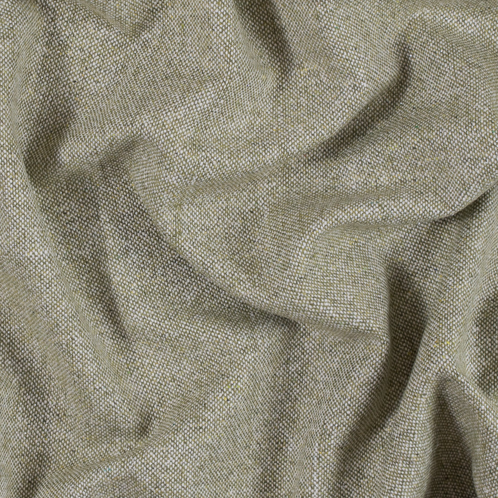 Italian Green and Metallic Silver Blended Wool Tweed Italian Green and Metallic Silver Blended Wool Tweed