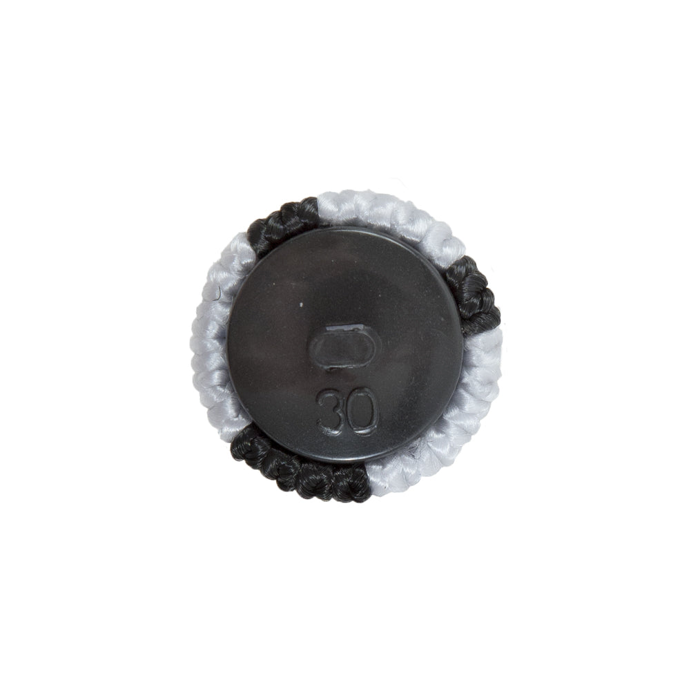 Black & White Fabric Covered Button with Fancy Face - 30L/19mm - Detail Black & White Fabric Covered Button with Fancy Face - 30L/19mm - Detail