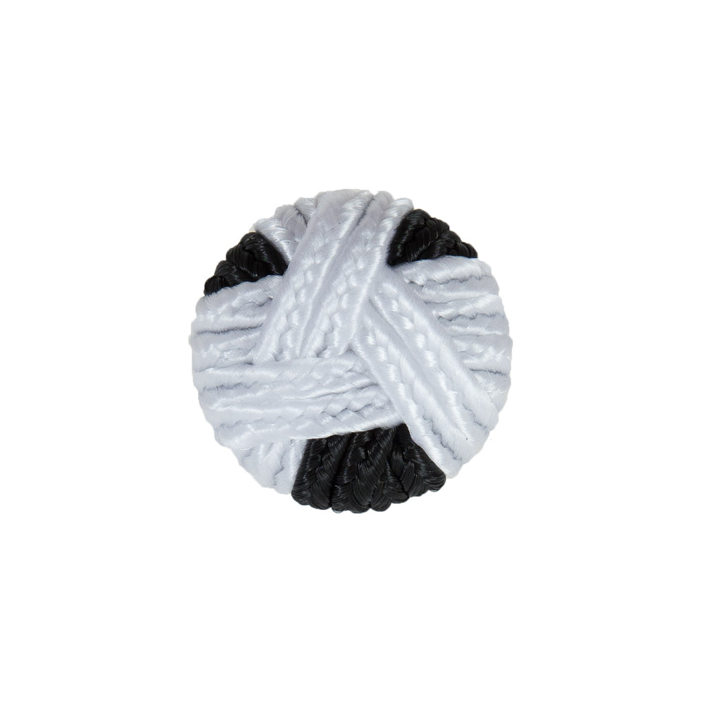 Black & White Fabric Covered Button with Fancy Face - 30L/19mm Black & White Fabric Covered Button with Fancy Face - 30L/19mm