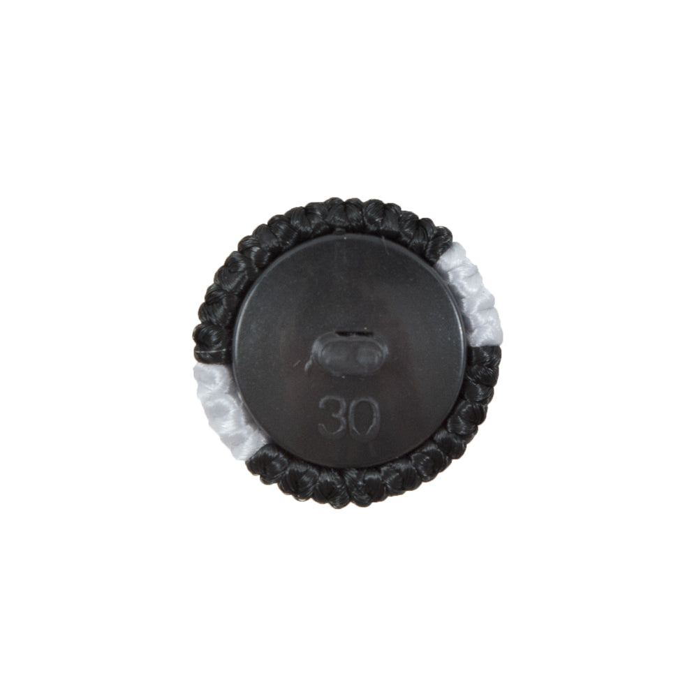 Black & White Fabric Covered Button with Fancy Face - 33L/21mm Detail Black & White Fabric Covered Button with Fancy Face - 33L/21mm Detail