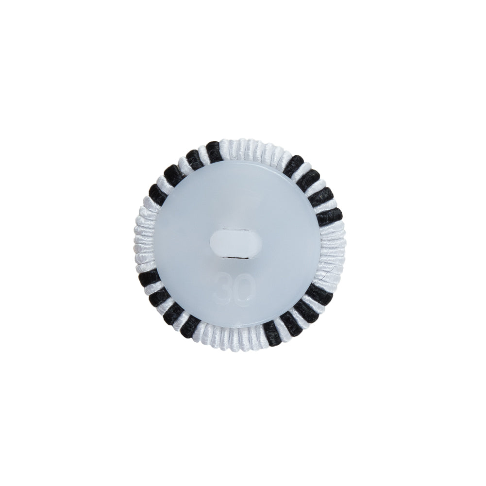 Black & White Fabric Covered Button with Fancy Face - 30L/19mm - Detail Black & White Fabric Covered Button with Fancy Face - 30L/19mm - Detail