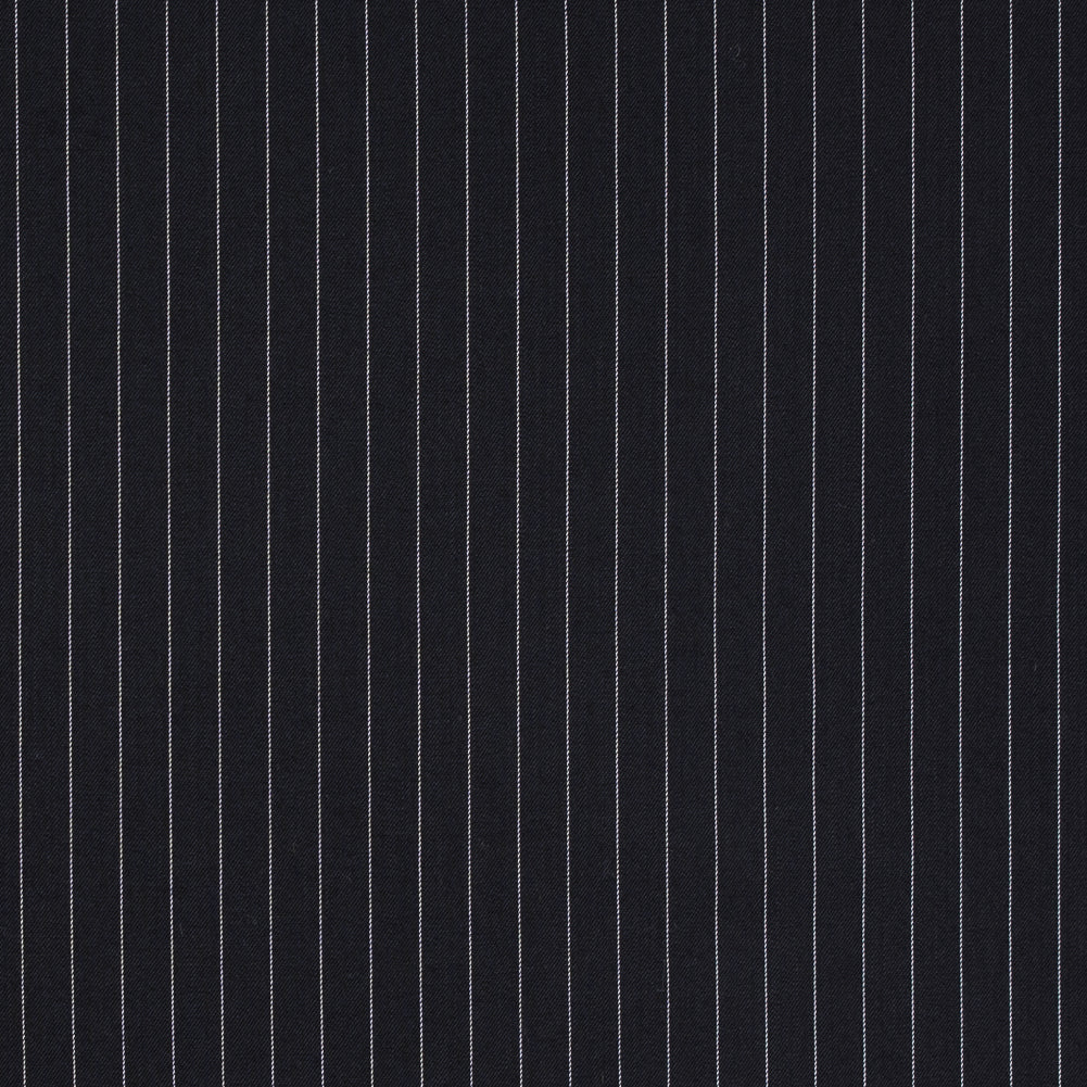 Italian Black and White Pinstriped Wool Twill Italian Black and White Pinstriped Wool Twill