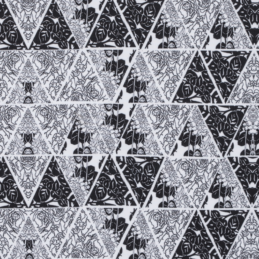 Floral Triangles Digitally Printed on Stretch Neoprene/Scuba Knit Floral Triangles Digitally Printed on Stretch Neoprene/Scuba Knit