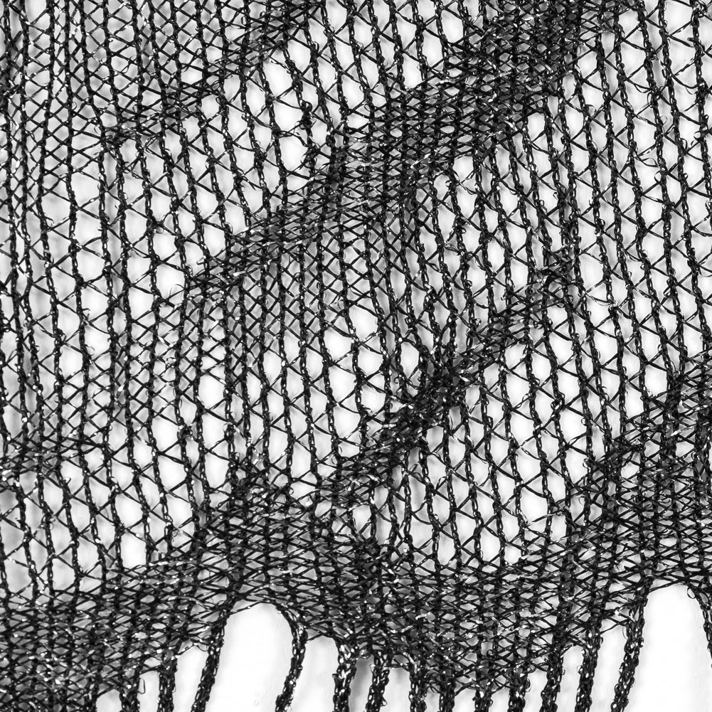 Black and Metallic Silver Fringe Panel Detail Black and Metallic Silver Fringe Panel Detail