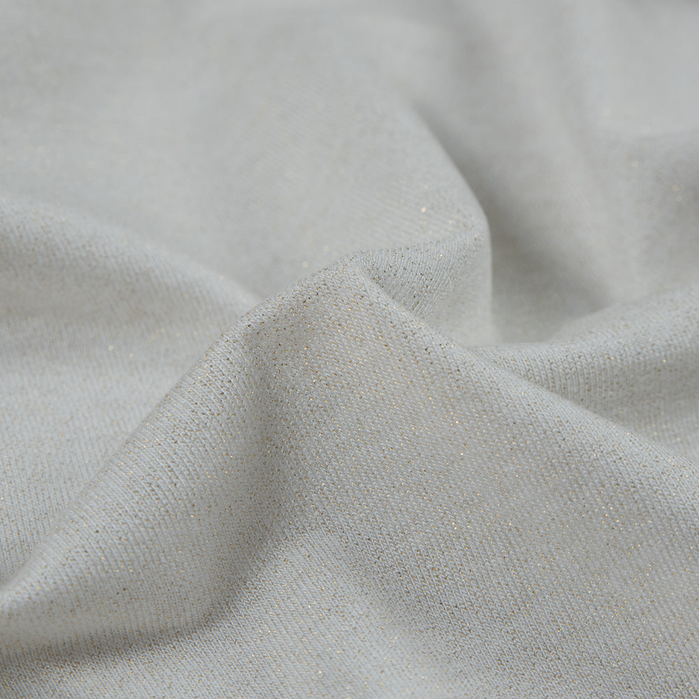 Metallic Ivory and Gold Hacci Baby Knit with All-over Foil - Full Metallic Ivory and Gold Hacci Baby Knit with All-over Foil - Full