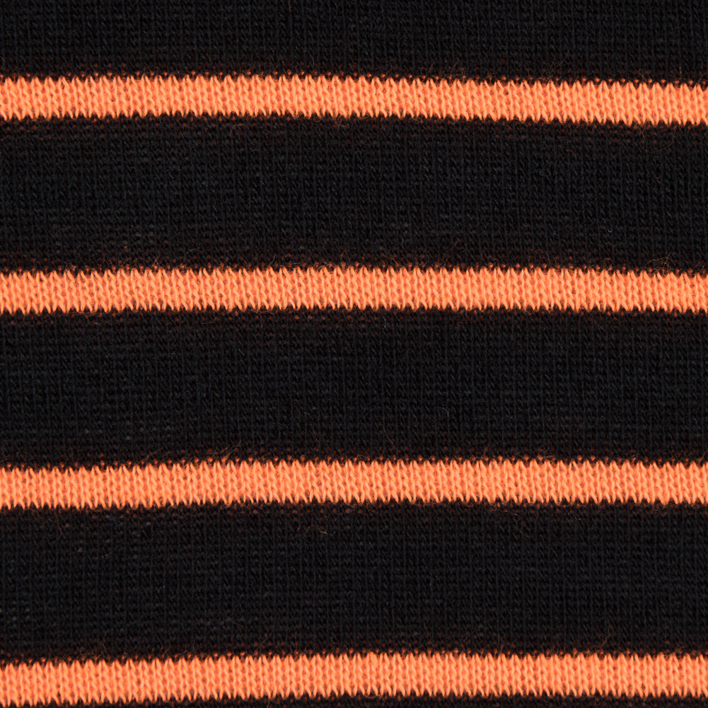 Black and Neon Orange Striped Hacci Baby Knit Full Black and Neon Orange Striped Hacci Baby Knit Full