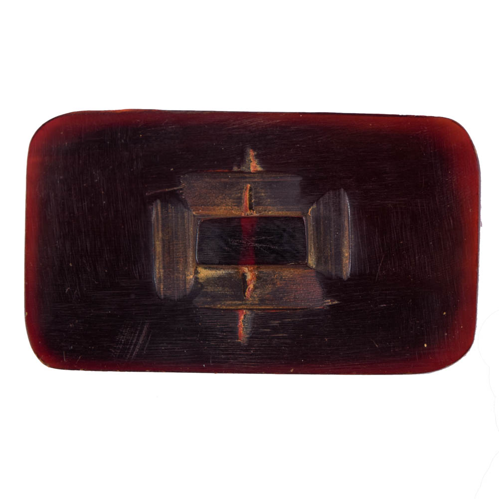 Amber Rectangular Horn Button - 94L/60mm - Detail Amber Rectangular Horn Button - 94L/60mm - Detail