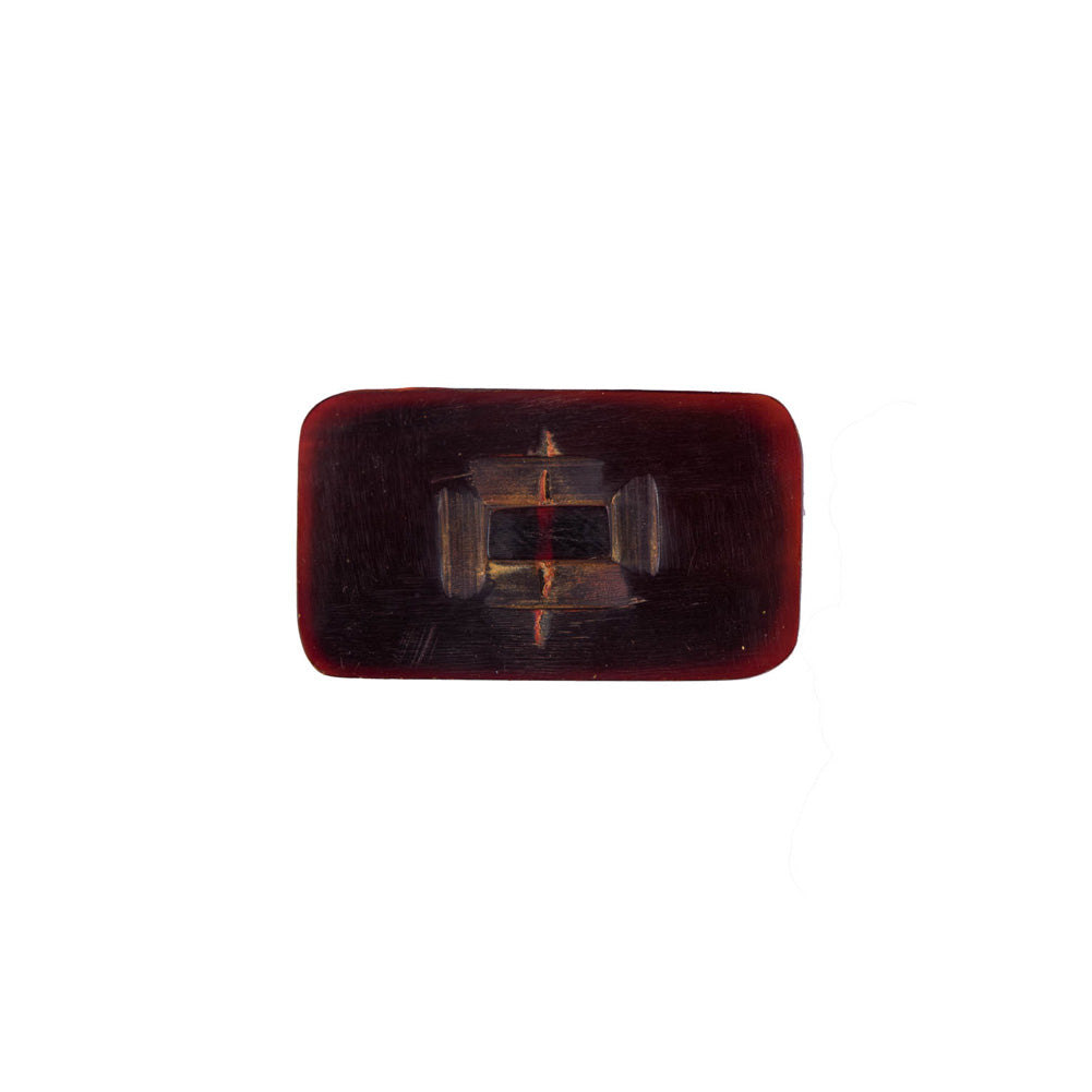 Amber Rectangular Horn Button - 44L/28mm Detail