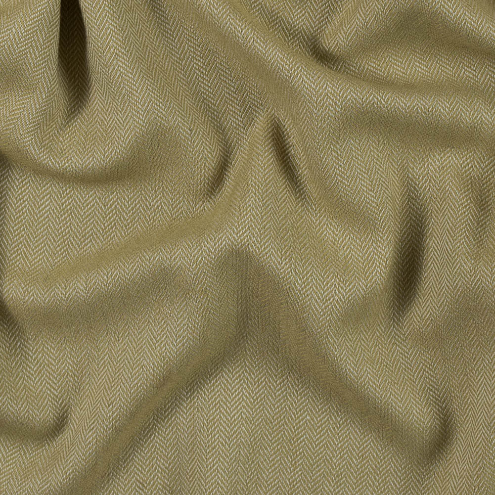 Golden Olive and White Herringbone Polyester Suiting Golden Olive and White Herringbone Polyester Suiting