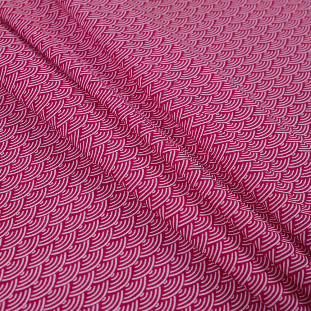 Bright Rose Geometric Printed Nylon Spandex - Folded Bright Rose Geometric Printed Nylon Spandex - Folded