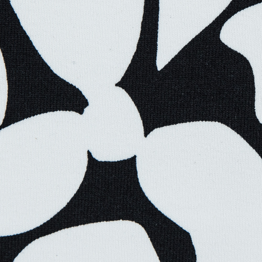 Black and White Floral Printed Polyester Jersey - Detail Black and White Floral Printed Polyester Jersey - Detail