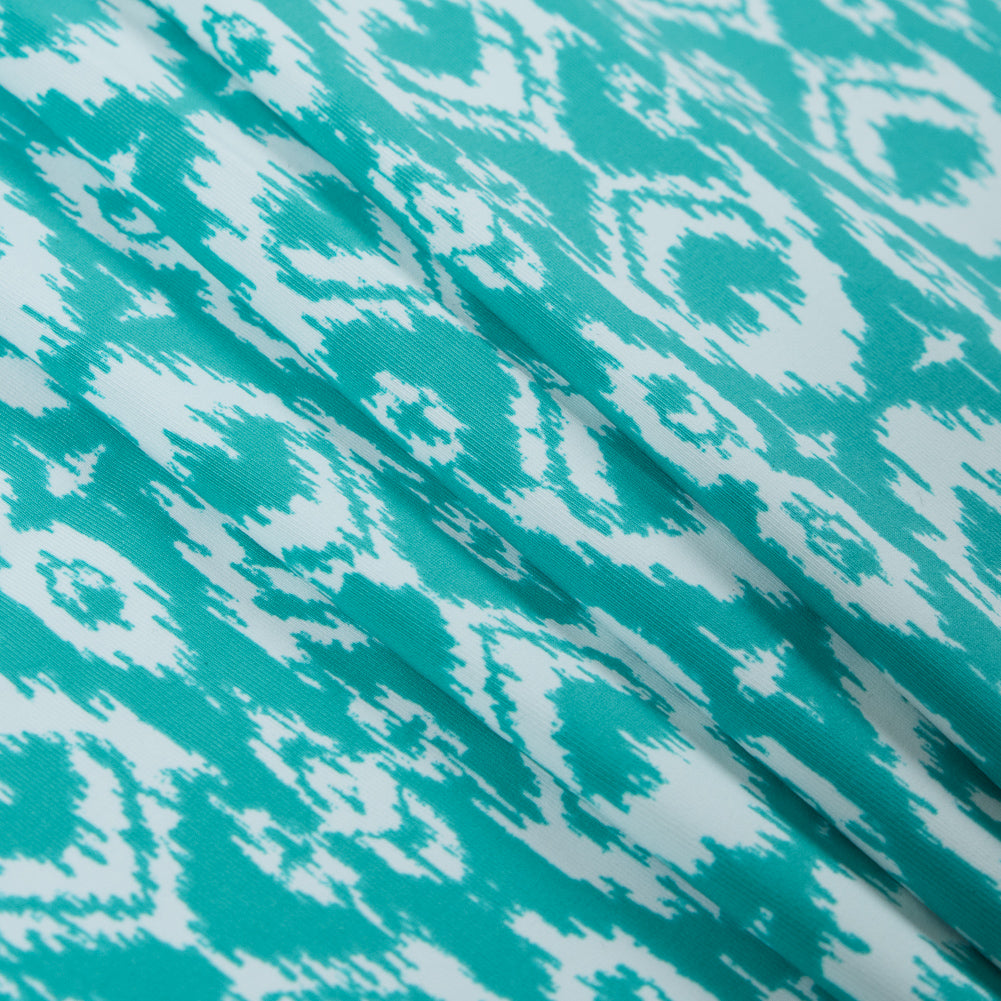 Spectra Green Ikat Printed Polyester Spandex Folded Spectra Green Ikat Printed Polyester Spandex Folded