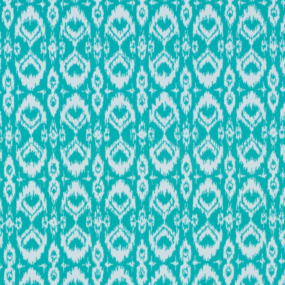 Spectra Green Ikat Printed Polyester Spandex Spectra Green Ikat Printed Polyester Spandex