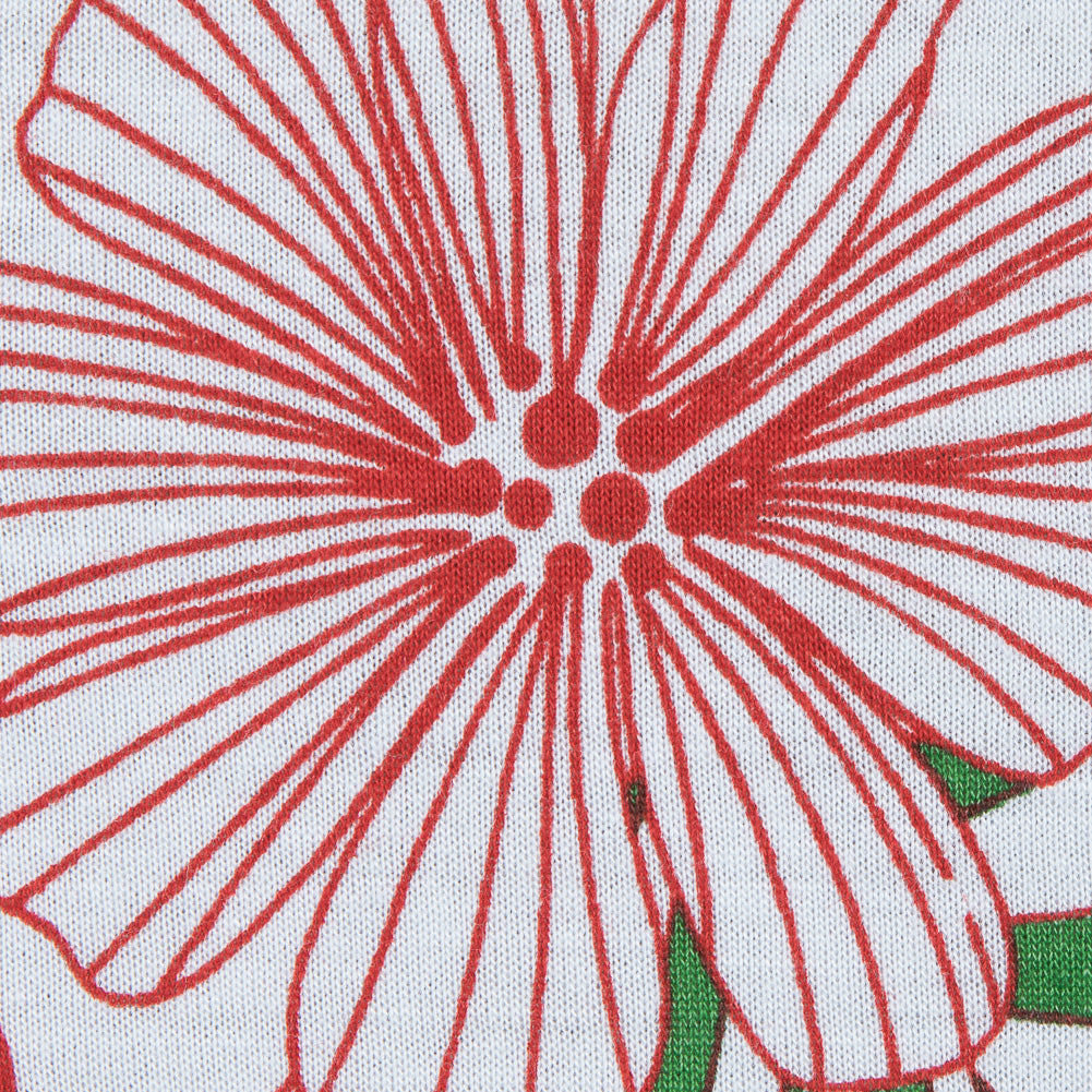 Red, Green and White Christmas-Spirited Floral Cotton Jersey Detail Red, Green and White Christmas-Spirited Floral Cotton Jersey Detail