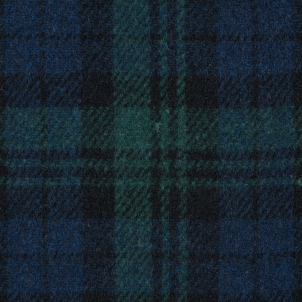 Italian Black Watch Plaid Wool Twill Detail Italian Black Watch Plaid Wool Twill Detail