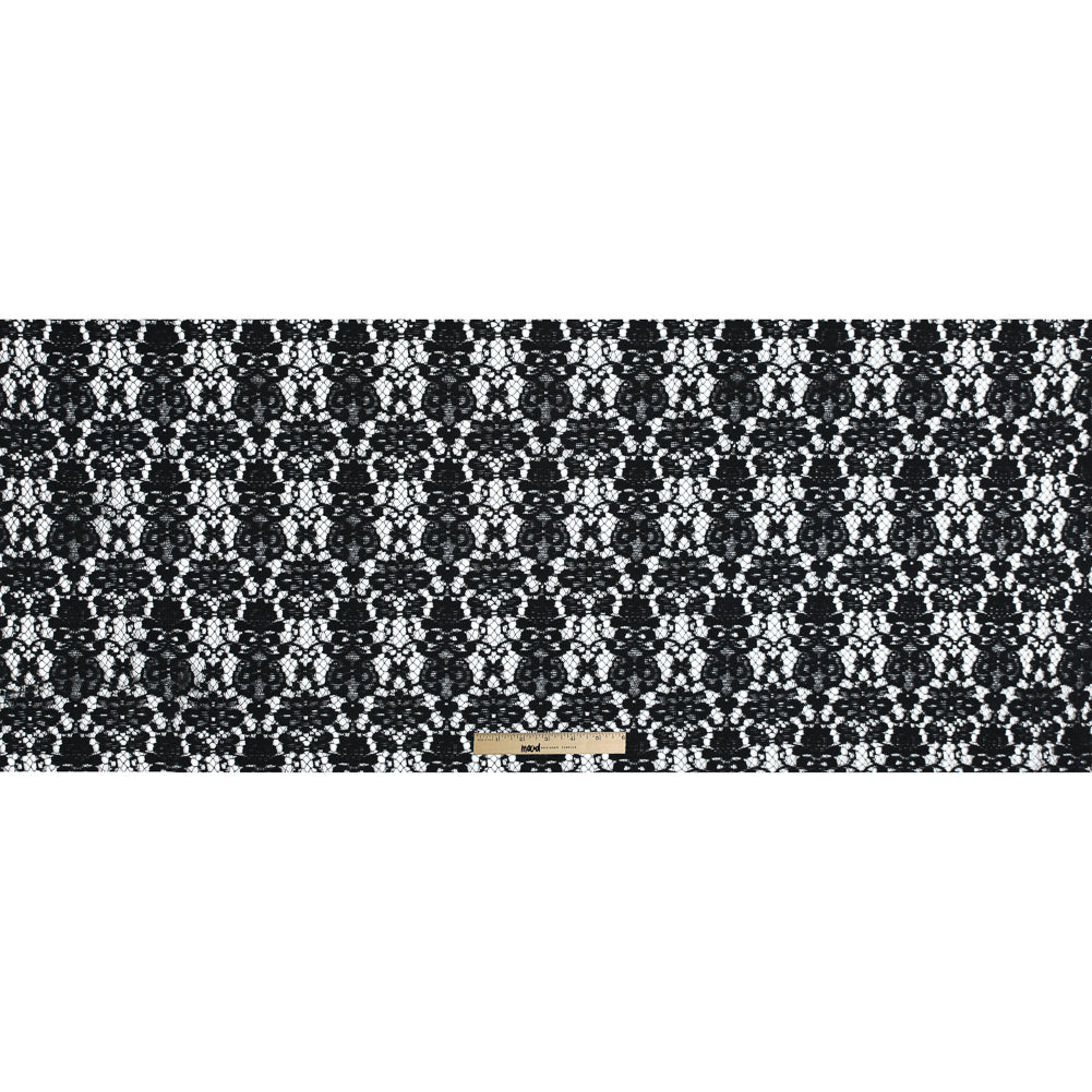 Black Floral Cotton and Polyester Lace - Full Black Floral Cotton and Polyester Lace - Full