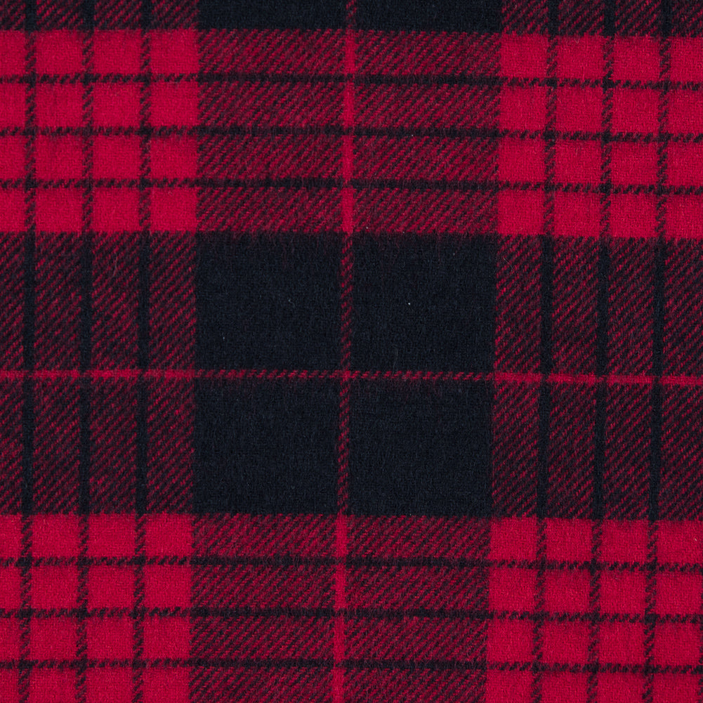 Lollipop and Black Tartan Plaid Cotton Flannel - Full Lollipop and Black Tartan Plaid Cotton Flannel - Full