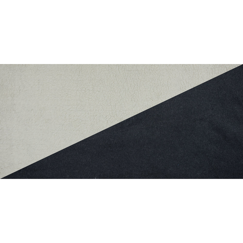 White Faux Shearling with Black Felted Wool Backing - Full White Faux Shearling with Black Felted Wool Backing - Full